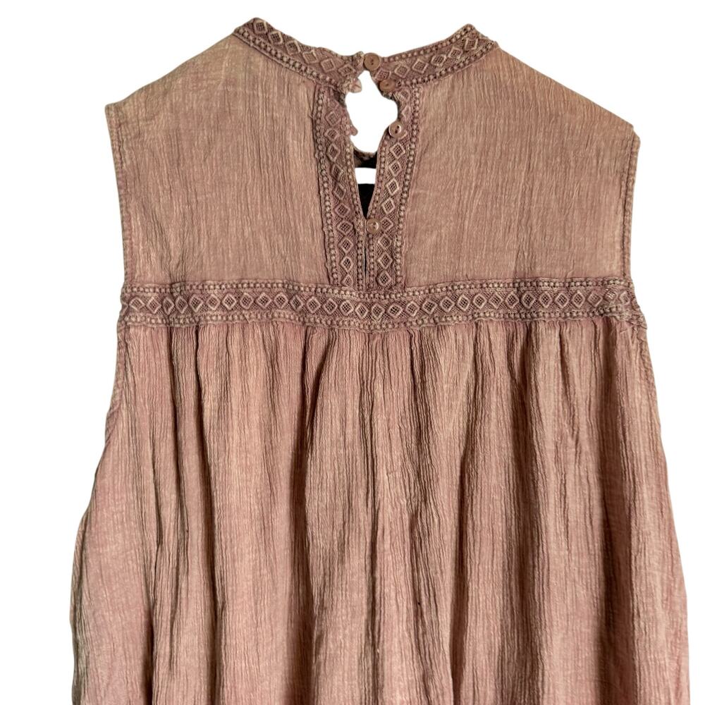 Anthropologie Eri + Ali Sweetbriar Blush Pink Embroidered Tunic Tank Blouse XL - Picture 8 of 11